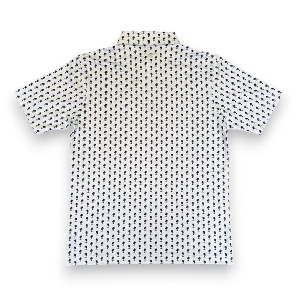 Merrill Apparel Men's Palm Tree Pattern Polo White & Navy - Picture 3 of 4